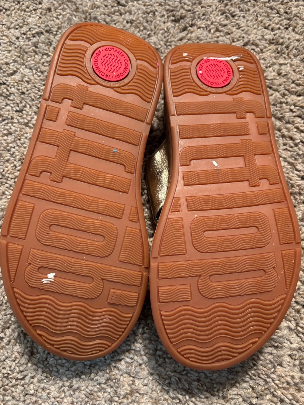 Fitflop F-Mode Leather Twist Platino Gold Cork Slide Sandal Size 6 - Picture 8 of 10